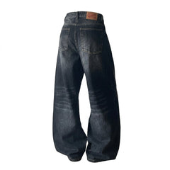 Wide-Leg Jeans Baggy Floral Crackle Wash