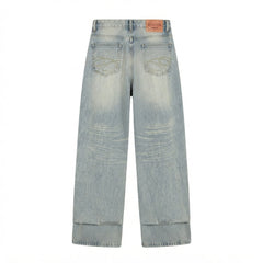 Embroidered High-Waist Wide-Leg Jeans