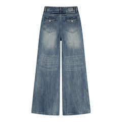 Washed Flared Denim Pants – High-Waist Vintage Wide-Leg Jeans S–4XL