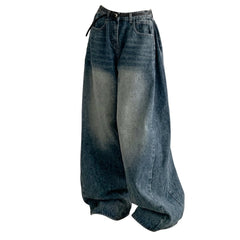 Pleated High-Waist Wide-Leg Jeans
