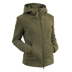 2000s Distressed Cropped Zip-Up Hoodie – Army Green