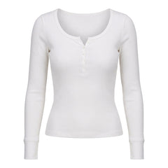 2000s Long Sleeve Striped Knit Henley Top