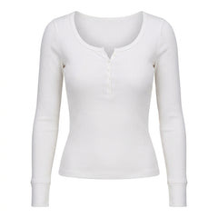 2000s Long Sleeve Striped Knit Henley Top