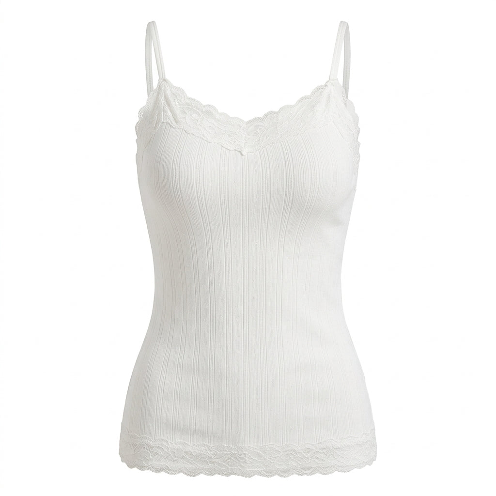 2000s Vintage Lace Trim Camisole Top