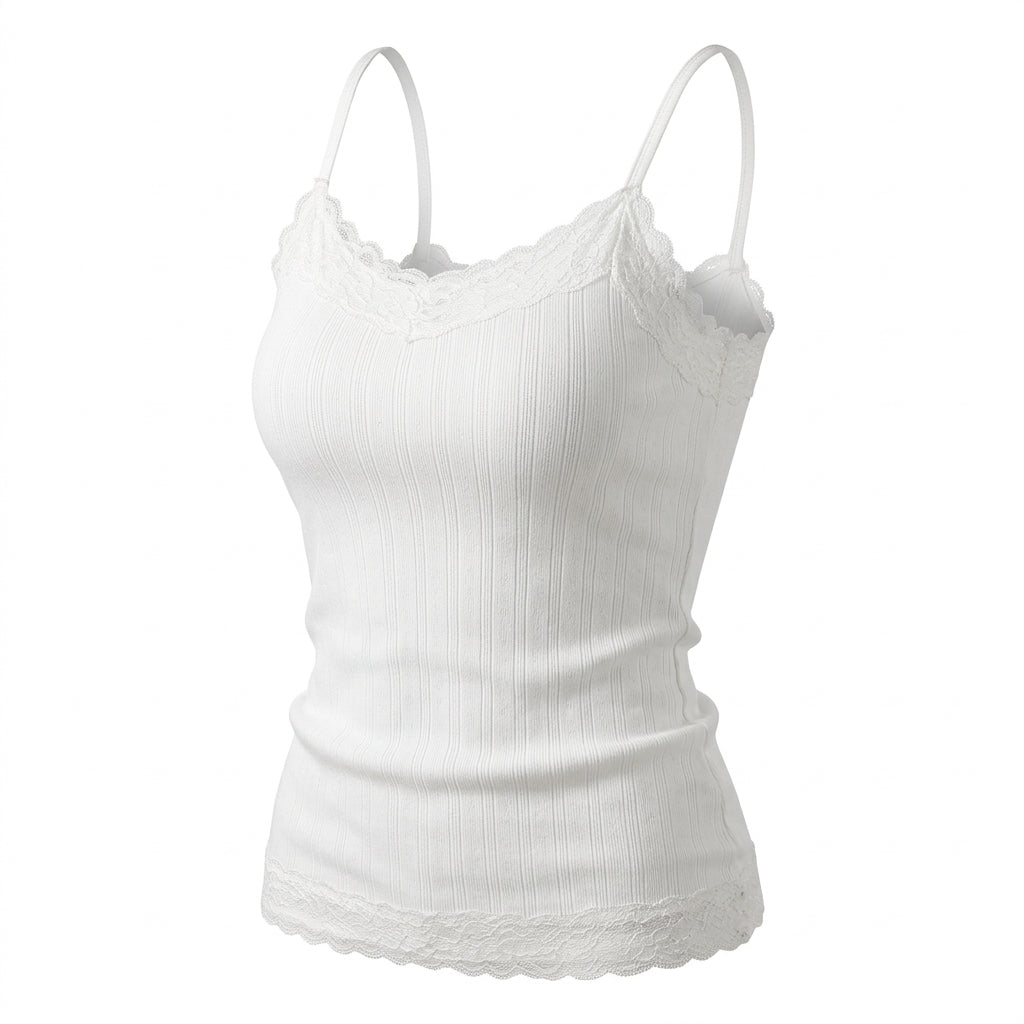 2000s Vintage Lace Trim Camisole Top