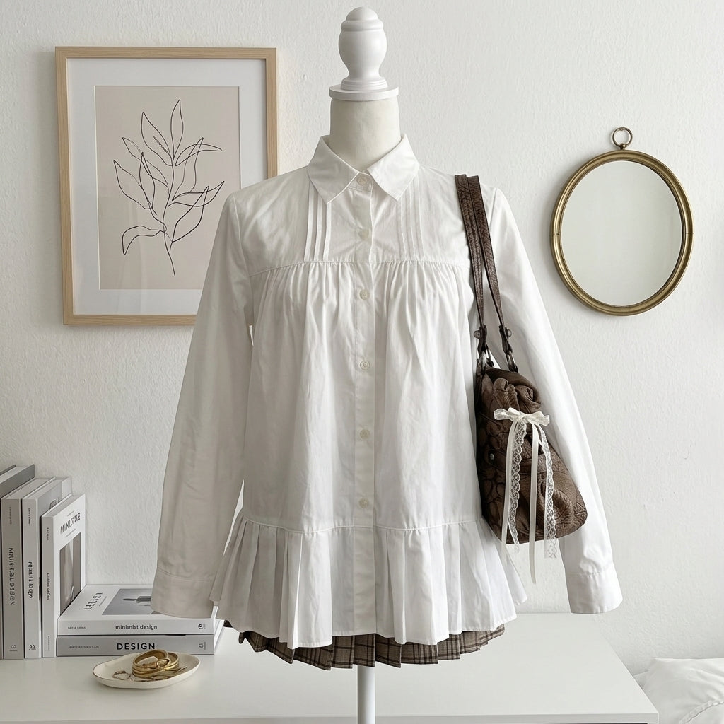 Korean Style Hooded Knit Cardigan and Shirt Set – Loose Fit Layered Knitwear - fairypeony