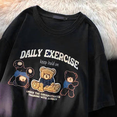 Embroidered Cartoon Beer Oversized T-shirt