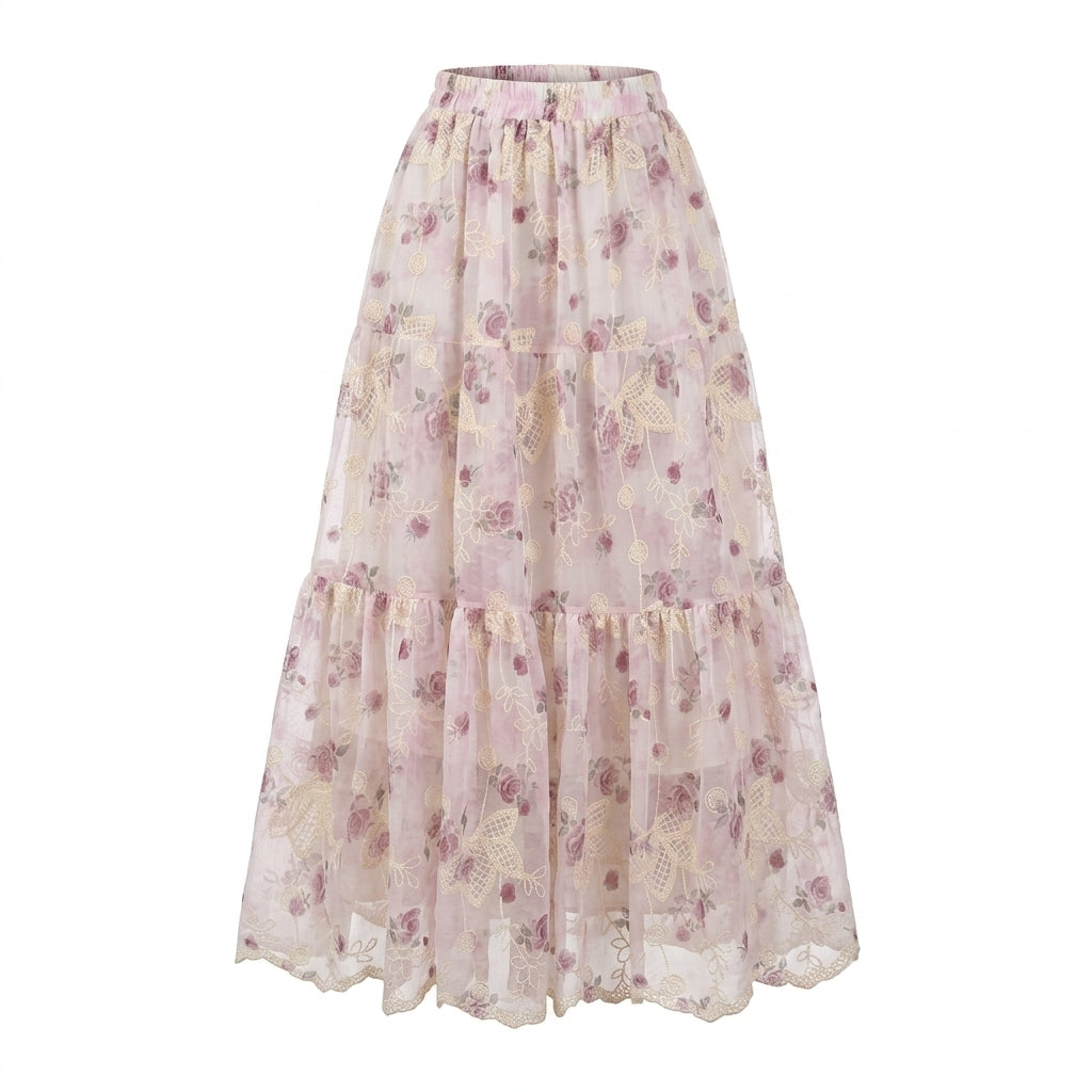 Floral patterned skirt on a white background