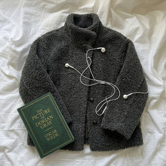 French Retro Fur Collar Warm Coat – Bouclé Teddy Loose Boxy Winter Coat