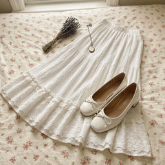 Lace Splicing Plush Knitted Maxi Skirt