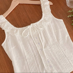 Aesthetic Ruffled Lace Collar Blouse - fairypeony