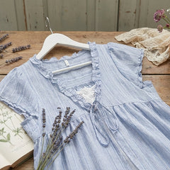 French Style Ruffled V-Neck Blouse - fairypeony