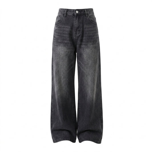 High-Waist Wide-Leg Denim Pants – High-Stretch Floor-Length Straight Jeans