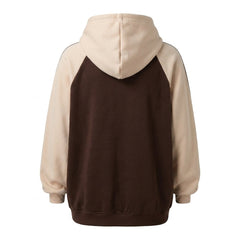 Vintage Color Block Zip Up Hoodie