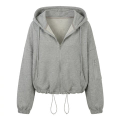 Solid Color Oversized Zip Up Hoodie