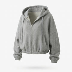 Solid Color Oversized Zip Up Hoodie