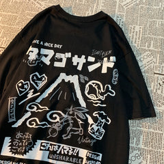Japanese Cartoon Print Oversized T-shirt