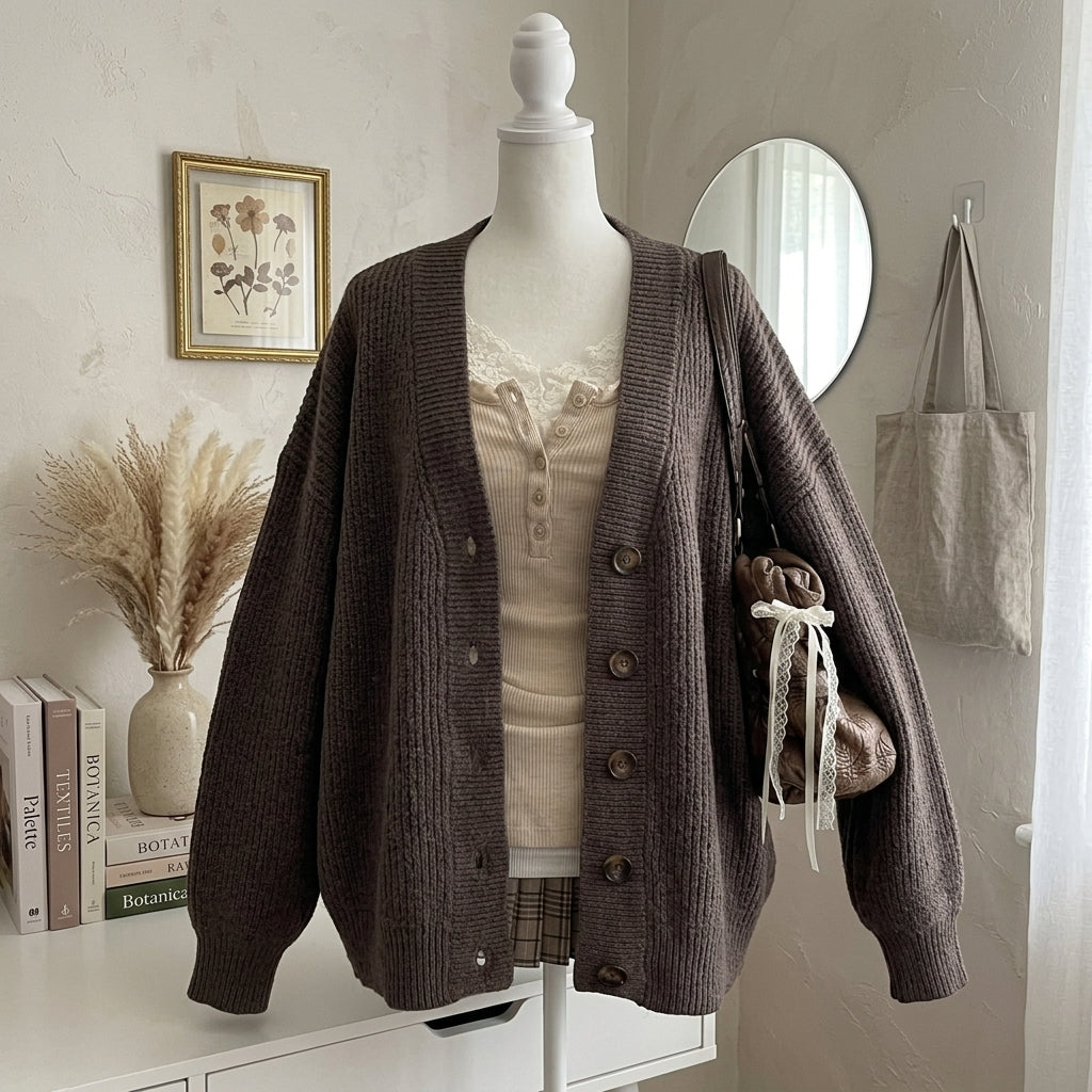 Loose Fit Open-Front Sweater