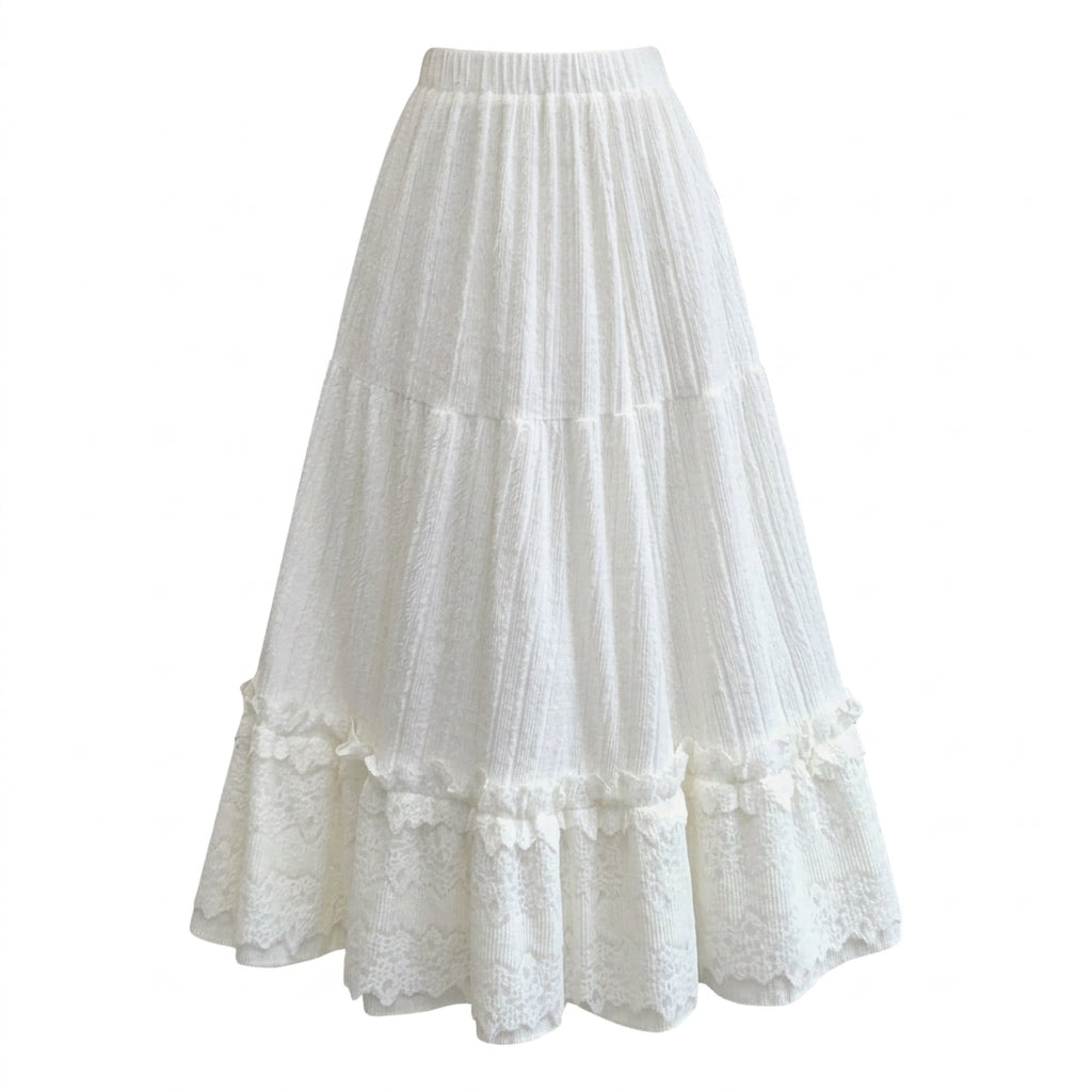 White lace skirt on a white background