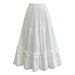 White lace skirt on a white background