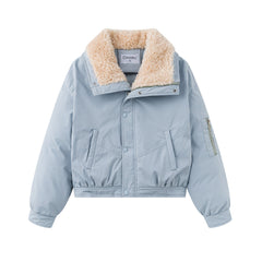 Lamb Wool Lapel Puffer Jacket