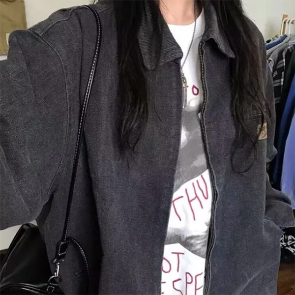 Lapel Neck Jacket Oversized Jacket - fairypeony