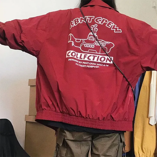 Letter Embroidery Oversized Bomber Jacket - fairypeony