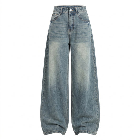 Loose Wide-Leg Jeans – High-Waist Vintage Denim in S–4XL