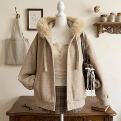 Velvet Hooded Winter Coat