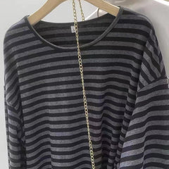 Vintage Round Neck Striped Long Sleeve Tee