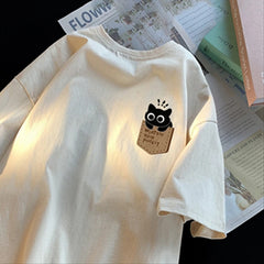 Aesthetic Cute Kitten Print Oversized T-shirt