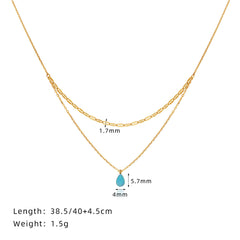 Blue Water Drop Double-layer Necklace