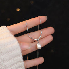 Galaxy Silver Pearl Necklace