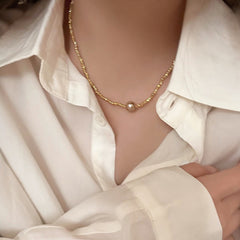 Galaxy Silver Pearl Necklace