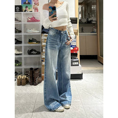 Vintage Light Wash Straight Wide Leg Jeans