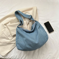 Denim Large Canvas Shoulder Bag