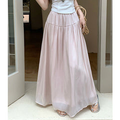 Aesthetic High Waist Solid Color Maxi Skirt
