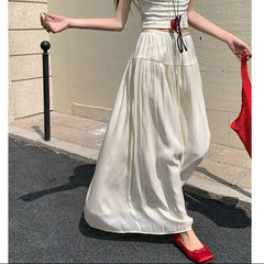 Aesthetic High Waist Solid Color Maxi Skirt