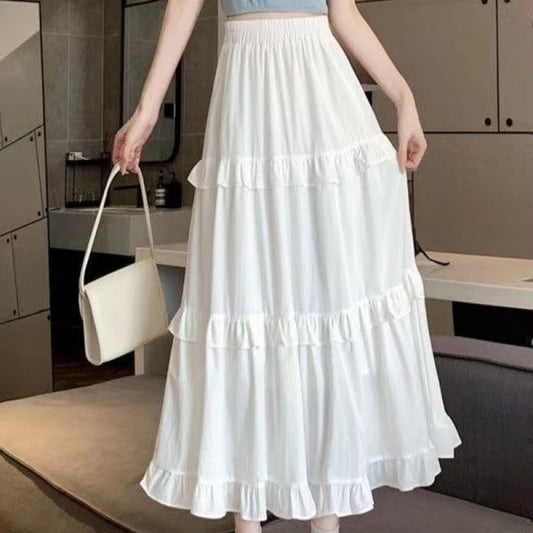 Aesthetic High Waist Ruffled Maxi Skirt
