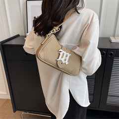Metal Letter Buckled Crossbody Bag - fairypeony