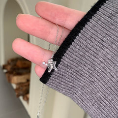 Double-layer Pearl Camellia Necklace - fairypeony