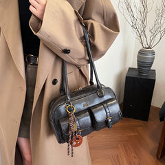 Vintage Buckled Pocket Shoulder Bag