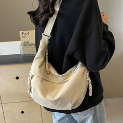 Solid Color Large Capacity Crossbody Bag
