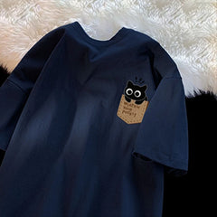 Aesthetic Cute Kitten Print Oversized T-shirt