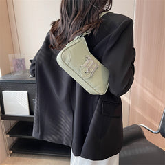 Metal Letter Buckled Crossbody Bag - fairypeony