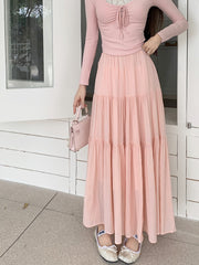 Solid Color Fairy Umbrella Maxi Skirt