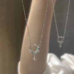 Double-layer Pearl Camellia Necklace - fairypeony