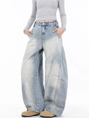 Vintage Light Wash Distressed Wide Leg Jeans