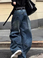 Vintage Wash Side Pocket Baggy Jeans