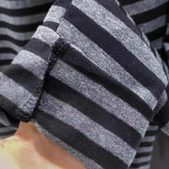 Vintage Round Neck Striped Long Sleeve Tee